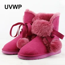 UVWP/Новые модные женские зимние ботинки; теплые шерстяные ботинки; зимние ботинки из натурального меха; женские ботинки из натуральной овечьей кожи