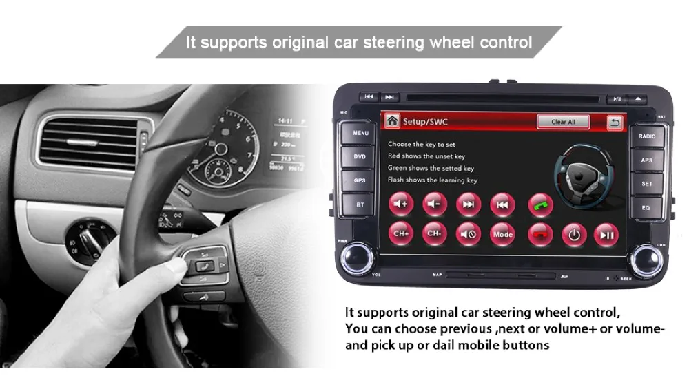 Cheap 2 Din 7 Inch Car DVD Player For VW Volkswagen Seat Polo Bora Golf Jetta Tiguan Leon Skoda with GPS Bluetooth Radio Free GPS MAP 6