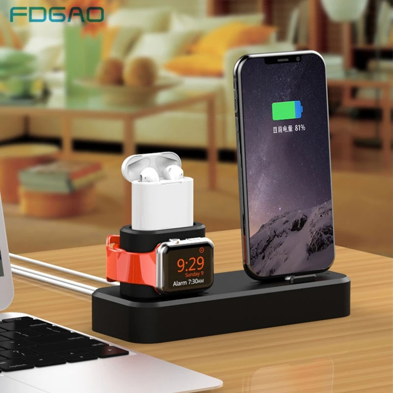 

Fdgao 3 in 1 Charging Holder for Apple Watch 5 4 3 2 1 Dock Station Charger Stand For iPhone 11 XR XS Max X 8 7 6s 6 For Airpods