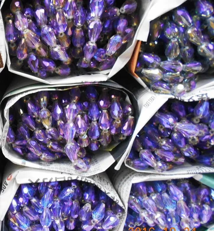 

Fashion 100pcs Faceted Teardrop Glass Crystal Charms Findings Water Drop Loose Spacer Beads 5X3mm