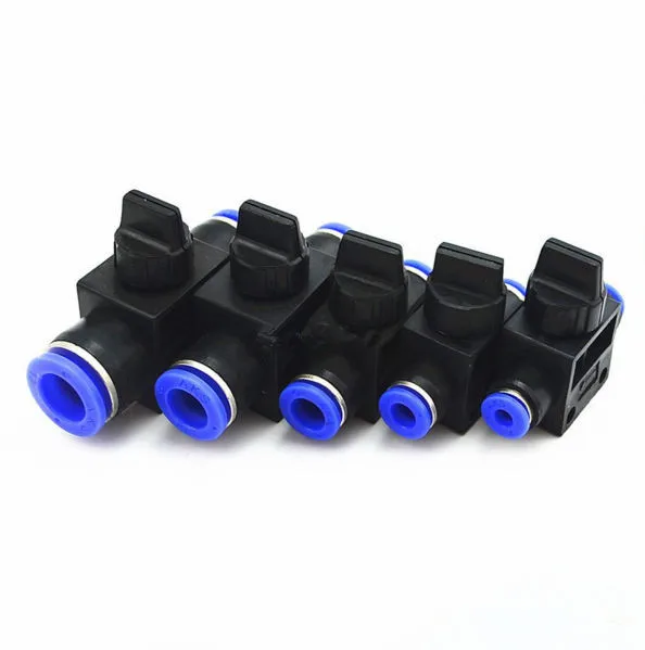 

Air Pneumatic Hand Valve Fitting 10mm 8mm 6mm 12mm OD Hose Pipe Tube Push Into Connect T-joint 2-Way Flow Limiting Speed Control