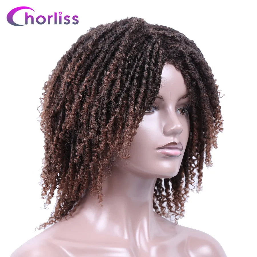 

Short Synthetic Wigs For Women Chorliss 14'' Soft Dreadlocks Hair Wig Curly Ends Faux Locs Ombre Black Bug Crochet Braids Wigs