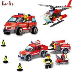 Пожарная станция запчасти вертолет грузовики автомобиля строительные блоки кирпичи Giocattoli Jouet городской пожарный цифры игрушки для детей