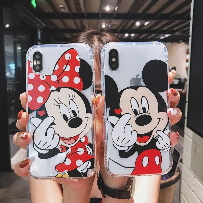 

Funny Cartoon Phone Case for iPhone X XS Max XR Cute Mickey Cover for iphone 8 7 6 6S Plus Soft Silicone Clear Transparent Case