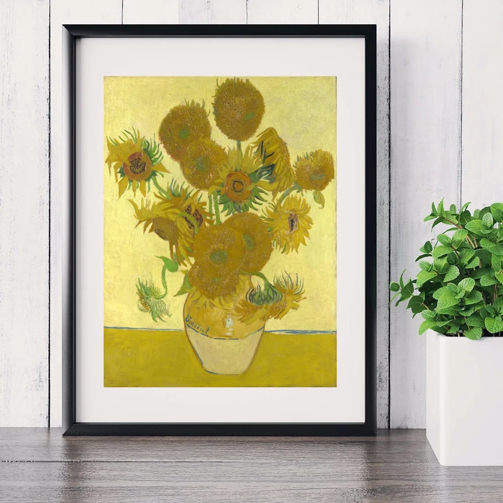Vase with Fifteen Sunflowers 1888 Canvas Art Print Painting Poster Wall Pictures For Room Home