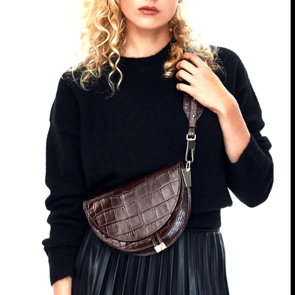 Женская сумка через плечо модная крокодиловая полукруглая седельная сумка из искусственной кожи сумки на плечо для женщин дизайнерские сумки
