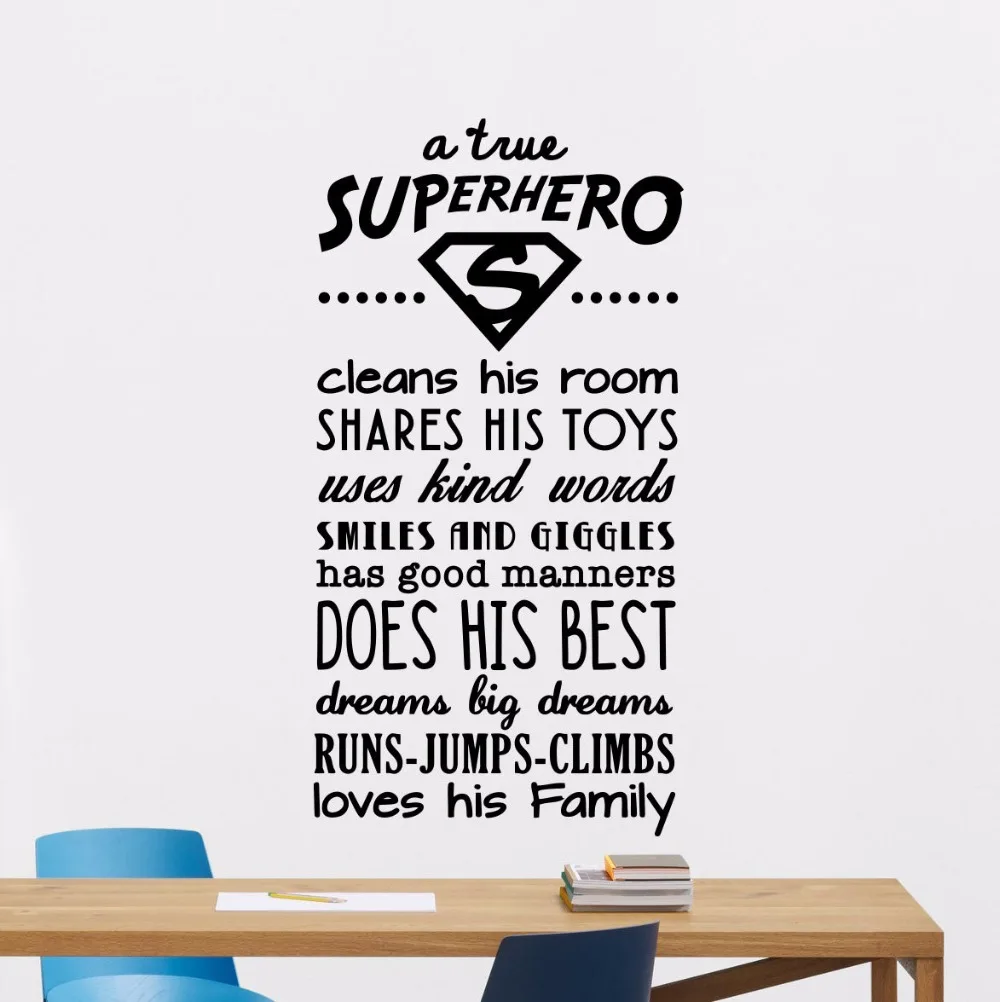 Etiqueta Engomada De La Pared Del Vinilo De Las Reglas Del Superheroe Para Ninos Decoracion De La Sala De Juegos Adhesivos Para Pared Aliexpress