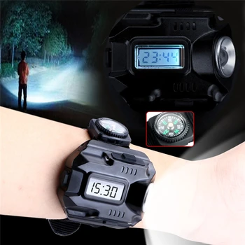 

Watch Flash Light Led Flashlight LED clock tactical USB Charging Wrist Model Tactical Rechargeable Flashlight Outdoor lamp