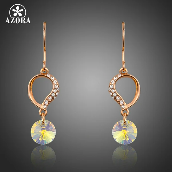 

AZORA Heart Dangling Rose Gold Color Gradual Change Stellux Austrian Crystal Hook Drop Earrings for Women TE0222