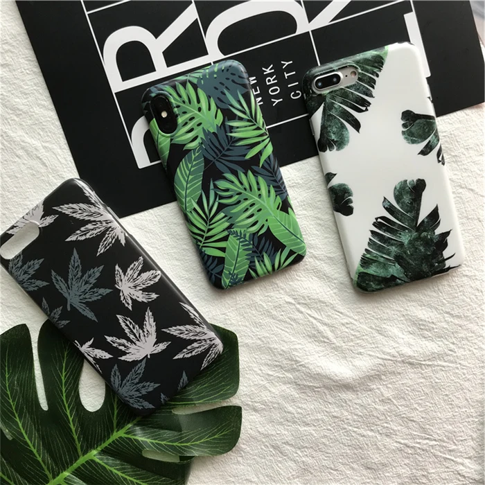 

Maple leaves phone cases for iphone X case Green plants scrub Soft TPU case For iphone 6 6s 7 8 7plus case capa