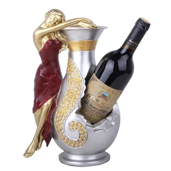 

Modern Creative Kitchen Goods Home Decor Figurines Miniatures Beauty Girl Wine Bottle Wine Rack Wine Holder Decoration Ornaments
