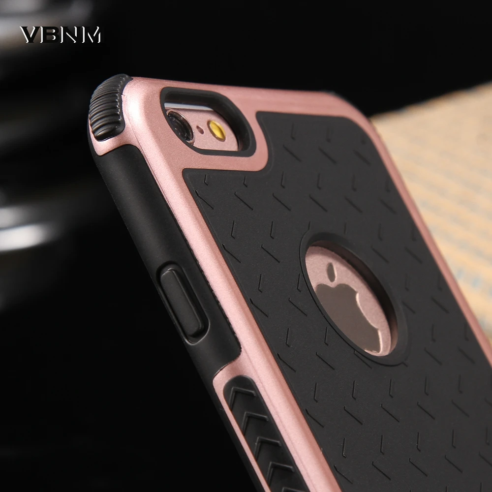 Koop Siliconen + Plastic Anti Shock Impact Shield Armor Case Voor iPhone 6 6 S 7 Plus 6 plus Case 5 5 S SE Robuuste Zware Terug Cover