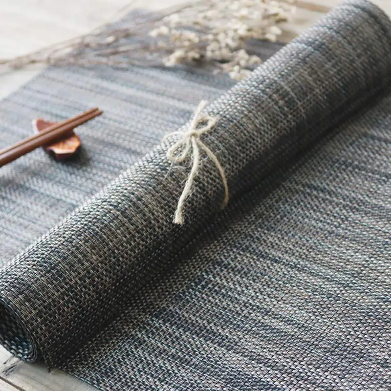 45X30CM Table Mat PVC Rectangular Non-Slip Heat Insulation Antifouling Braided Placemat Kitchen Restaurant Bowl Plate Cup Pad