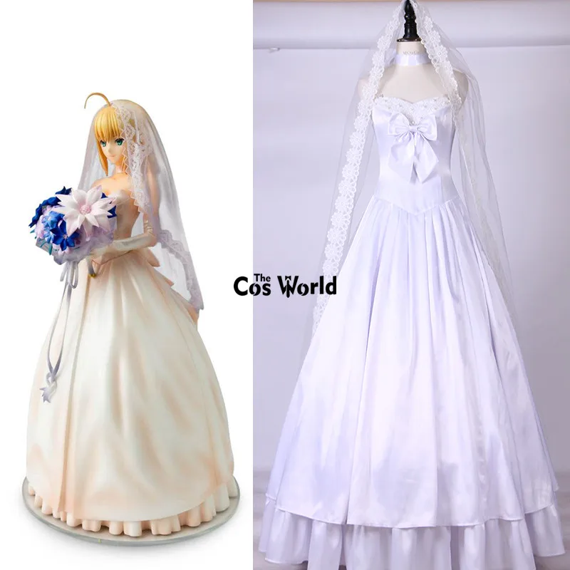 Fate Zero TYPE Moon Saber Arturia Pendragon свадебное платье на 10 лет Униформа костюм аниме костюмы