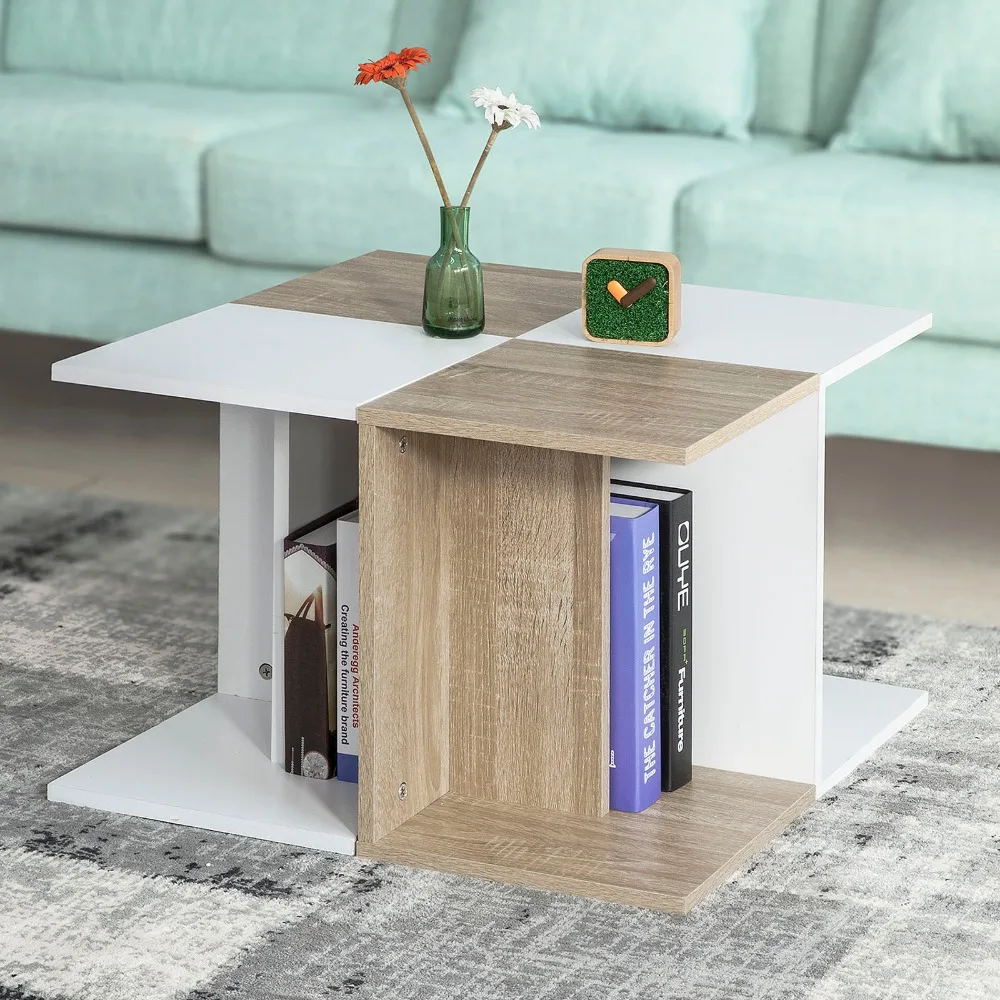 

SoBuy FBT55-WN Modern Wooden Coffee Table Living Room End Table Square Side table Home Furniture
