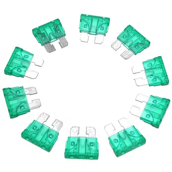 

10pcs/set Green 30A Car Fuse Coded Standard ATO ATC Blade Fuse PC + Zn Alloy Material for Auto Truck