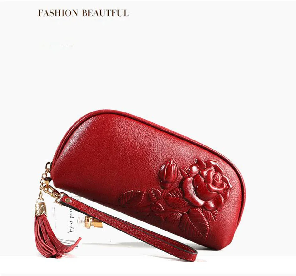 Женская сумка бренд 2018 новые женские сумки из натуральной кожи модные цвета розы тисненые цветы клатч женская кожаная сумка-клатч