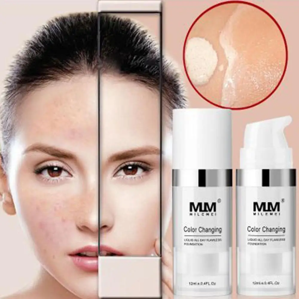 

Color Changing Foundation Cream Natural Self-adjusts Full Coverage Base Makeup Nude Professional Concealing
