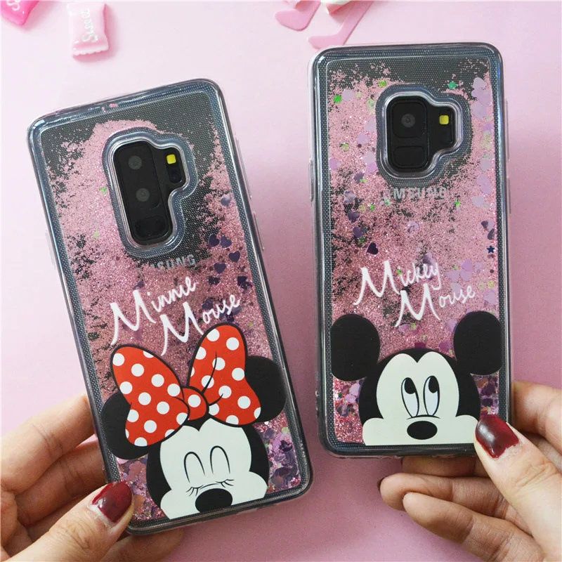 Cartoon Liquid Glitter Mickey and Minnie Shockproof Mobile Phone Case for Samsung Galaxy S5 S6 Edge S7 S8 S9 Plus |