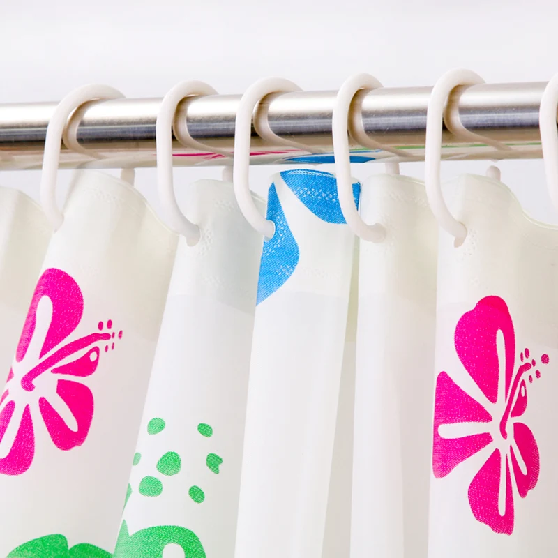 Curtain 12pcs/set Shower Curtain Hook Hanger Ring Bath Drape Loop Clip