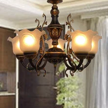 Старинная железная люстра в американском стиле для гостиной, спальни, европейская роскошная классическая стеклянная Подвесная лампа
