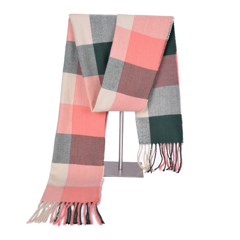

180*30cm Autumn Winter Female Wool Plaid Scarf Women Cashmere Scarves Wide Lattice Long Shawl Wrap Blanket Warm Tippet