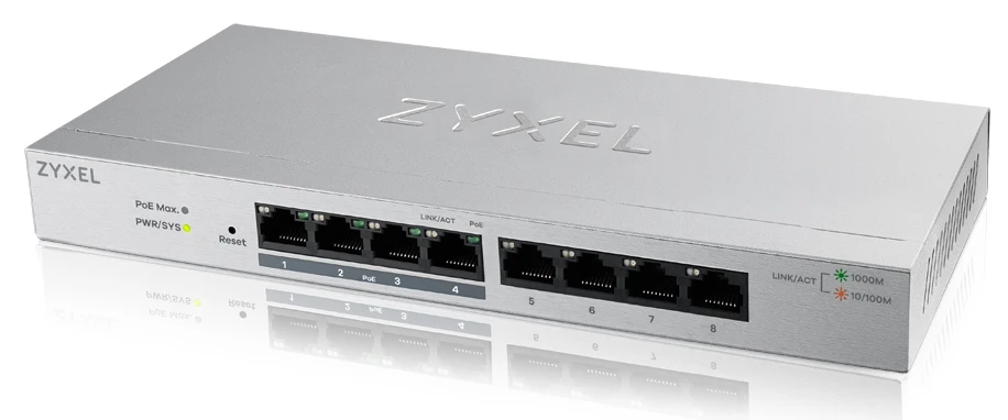 ZyXEL GS1200-8HP, управляемых L2, Gigabit Ethernet (10/100/1000), Мощность через Ethernet (PoE)