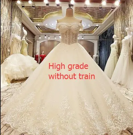 LS85321 свадебное платье свадебные платья с блесткамиплатье невесты зашнуровать на задний этаж длина бальное платье бисером блестки верхние свадебные платья органза реальные фото - Цвет: high without train