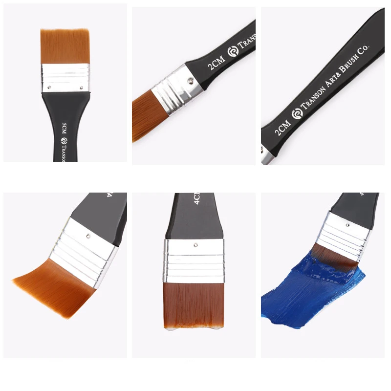 

1pc High quality Flat Tips Artist Brush Nylon Hair Artist Oil Painting Watercolor Paint Drawing Art Pen 7 Models Artist Brush