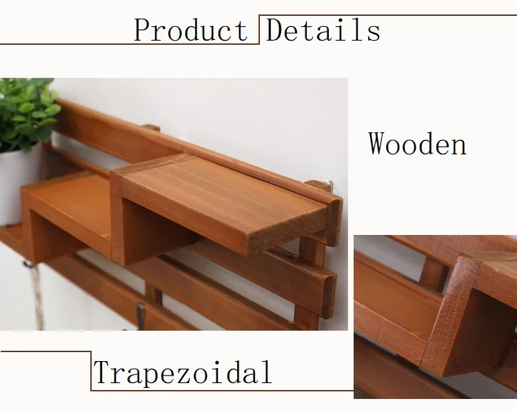 Творческий дом деревянное украшение настенная полка 3 этажная гостиная цветочный горшок настенный держатель для мелочей подвесная сумка для хранения стойку дома Арт Декор