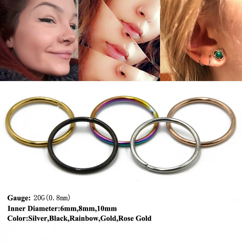 

1PC Fashion Steel Seamless Hinged Nose Hoop Ring Septum Clicker Ear Cartilage Tragus Helix Piercing Charming Body Jewelry