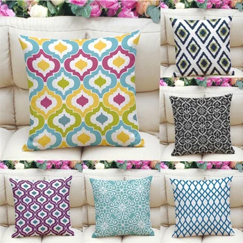 

Nordic Ethical Geometric Patterns Throw Pillow Cover Decorative Massager Pillows Linen Zip DIY Home Decor Gift"18X18''