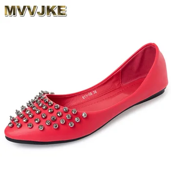

MVVJKELady soft sole Flats casual Shoes for drive pregnant woman boat shoes Women Spring summer Shoes point toe 35-41beadingE258