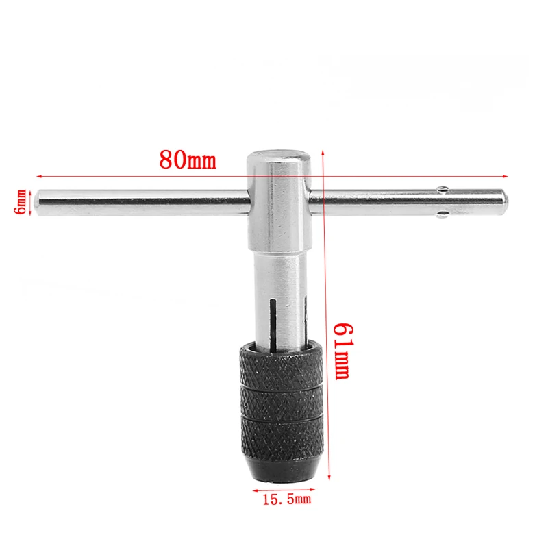 M3-M6 1//8/"-1//4/" T-Handle Tapping Threading Tool Reversible Ratchet Wrench Tap