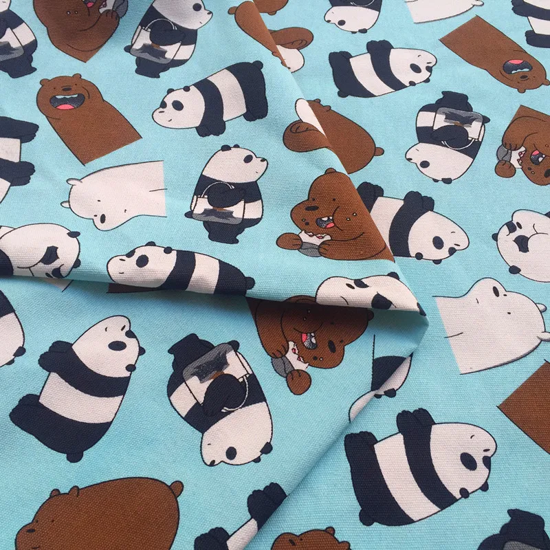 

90*145CM patchwork Canvas fabric Cartoon panda fabric for Tissue Kids home textile school bag for Sewing