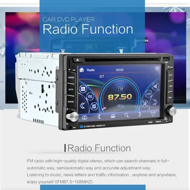 Top 1PC 6.5inch Double 2DIN Touch Car Stereo CD DVD Player Bluetooth USB SD AM FM TV Radio Car Accessories 4