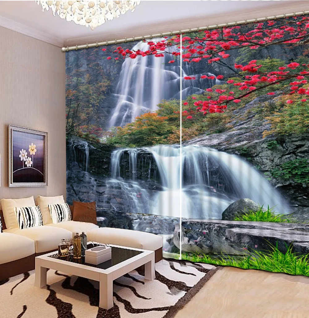 

Cortina Waterfall scenery Blackout 3D Window Curtains Bedroom living room kitchen Home Decoration window 3D curtains