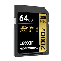 sd memory card Original Lexar 300MB/s 64GB Memory SD Card Professional 2000x SDXC UHS-II U3 Class 10 Flash Cards For 3D 4K Digital DSLR Camera (3)