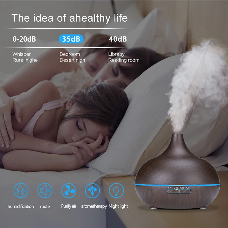  400 ML ultrasonic humidifier usb aroma diffuser air essential oil atomizer wood grain humidifier se