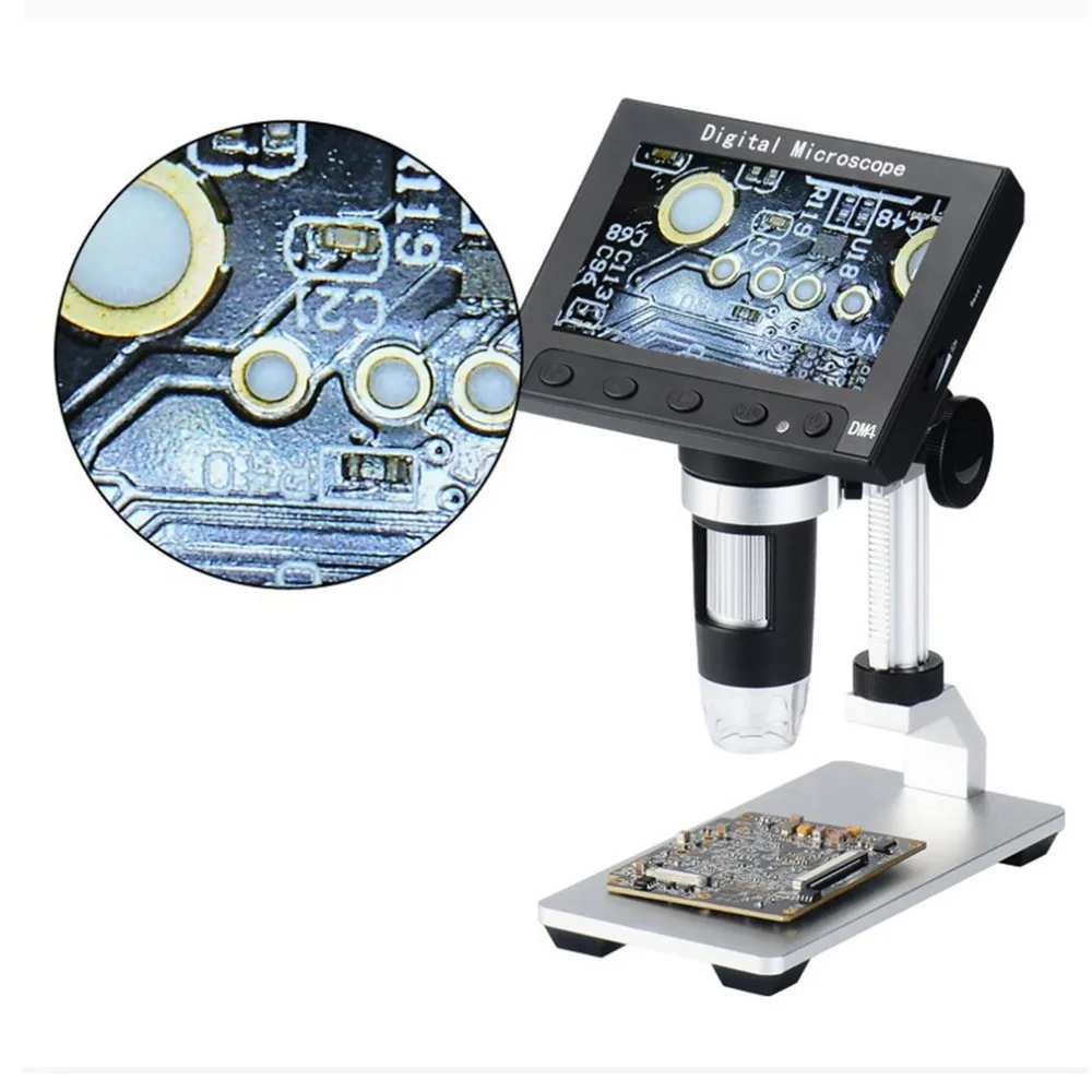 

1000X 4.3" 720P LCD Display Portable Microscope LED Digital Magnifier with Holder for Circuit Board Repair Soldering Tool