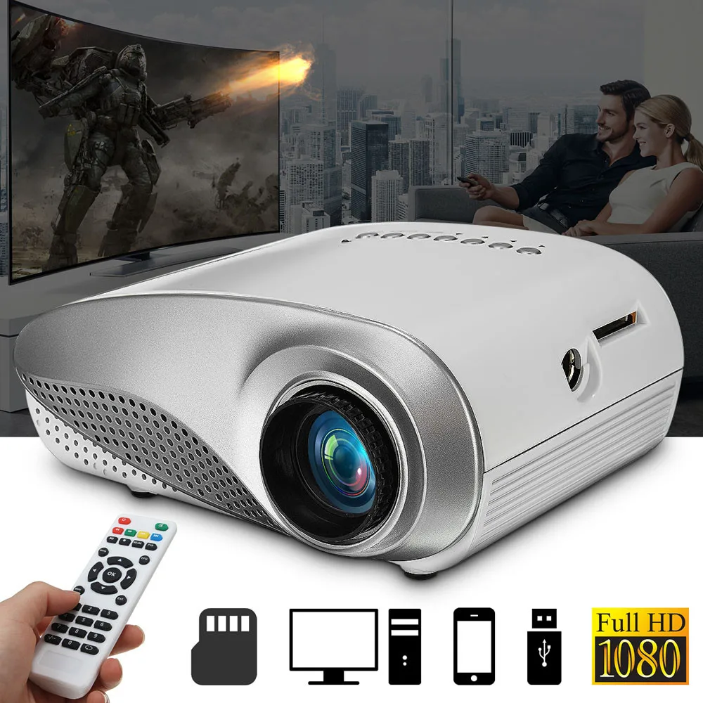 HIPERDEAL 3D Full HD 1080P мини-проектор светодиодный мультимедийный домашний кинотеатр 60 люмен ручной пульт дистанционного управления Передняя проекция Apr19