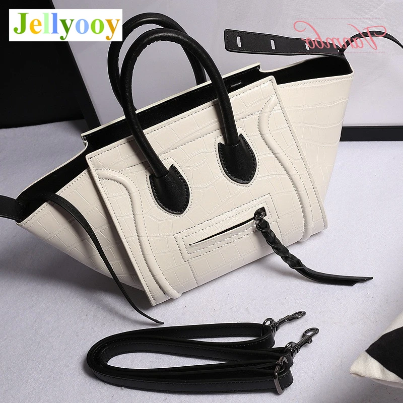 

Luxury Famous Women Shoulder Bag Genuine Cow Leather Smiley Tote Bag Crocodile Pattern Messenger Bag Crossbody Smiley Face Louis