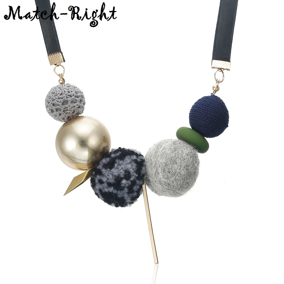

Women's Statement Pompoms Necklace for Women Woven Ball Necklaces & Pendants Fahion Jewelry Collare Mujer Collier Colar MX076