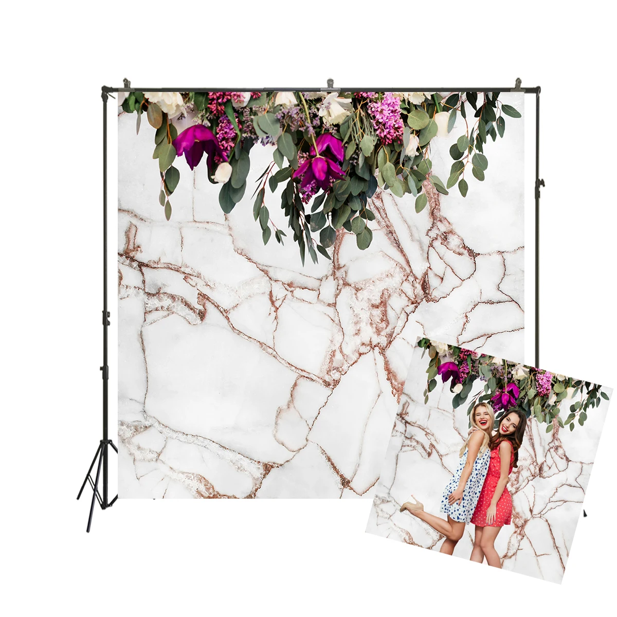 

Marble Photography Backdrop with Flowers Wedding Decorations Bridal Birthday Baby Shower Party Banner Photo Studio Props W-2130