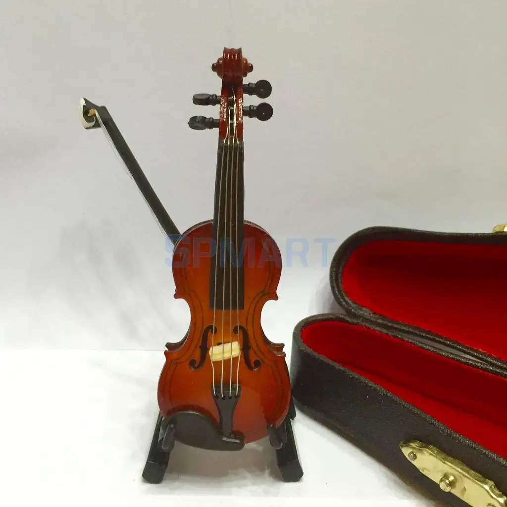 1/12 Scale Dollhouse Miniature Musical Instrument Wooden Violin with Box for 12th Music Room Decoration Accessories