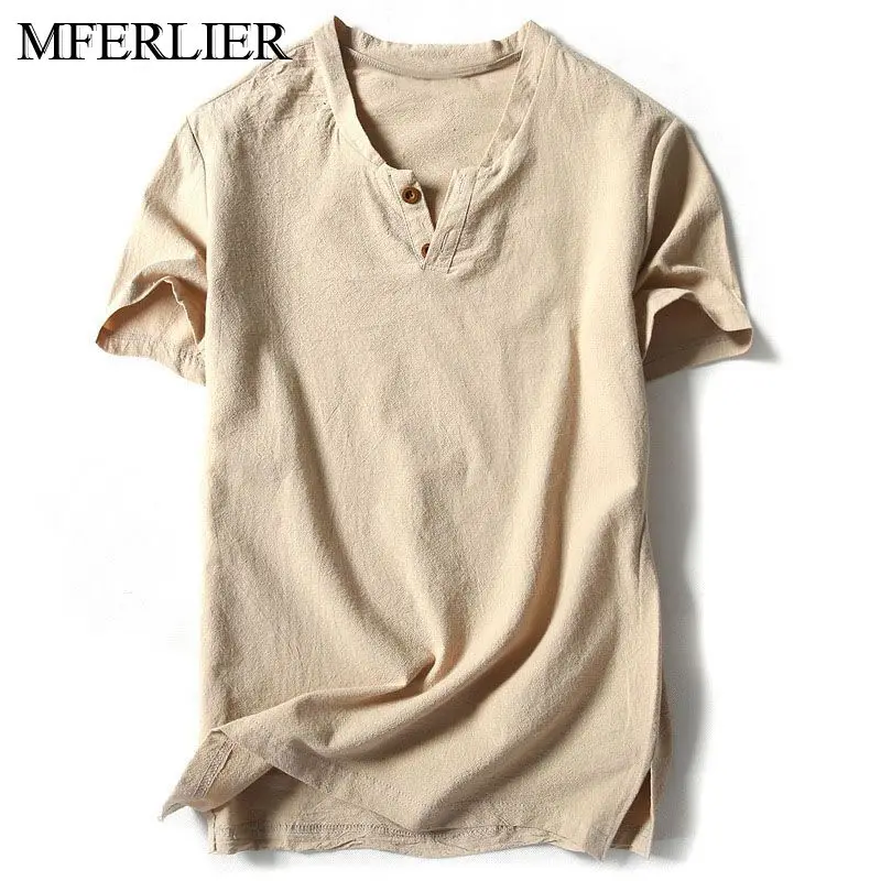 Tanie MFERLIER letnia koszula męska 5XL 6XL 7XL 8XL 9XL 10XL plus rozmiar pościel z krótkim rękawem koszula w dużym rozmiarze mężczyźni 5 kolor