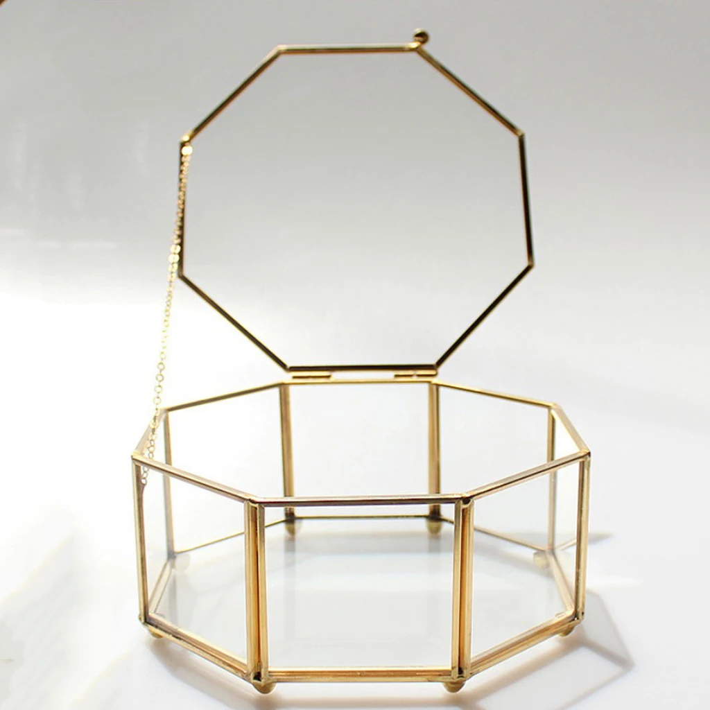 Clear Glass Geometric Terrarium Box Jewelry Organize Wedding Favor