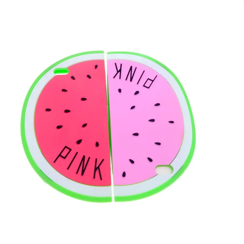 

Fashion Cartoon Cute 3D Watermelon Fruit PINK Letters Design Colorful Soft Silicone Phone Case for iPhone 6 6S 6G 4.7'' Inch