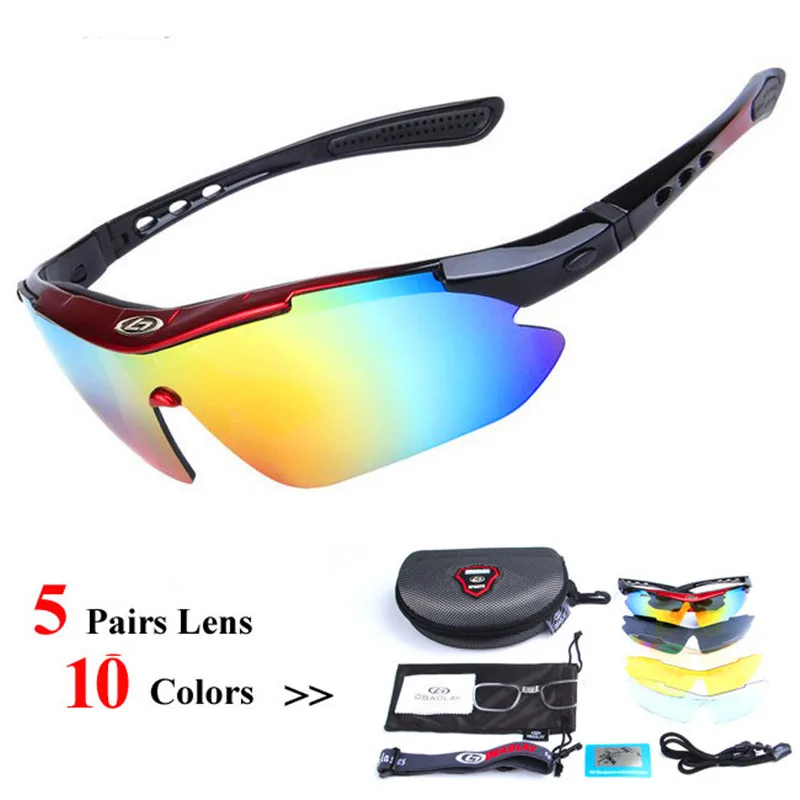 

Polarized Sports Sunglasses with 5 Interchangeable Lenses for Men Women Cycling Running Fishing Glasses