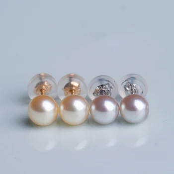 

Eternal wedding Women Gift word 925 Sterling real Japan Akoya seawater pearl Mini earrings 8-8.5mm natural gray po